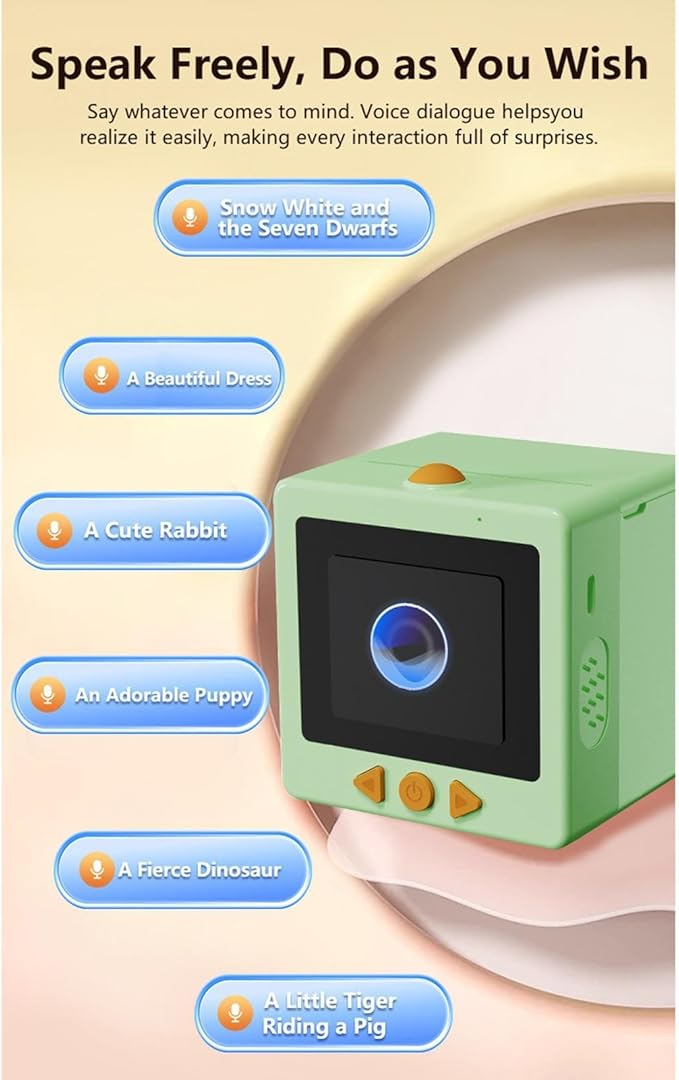AI Voice Sticker Printer | Smart Mini Thermal Printer Box | AI Voice Control Label Sticker Maker Machine with Display | DIY Mini Photo Label Printers Smart Toy for Kids, Office & School