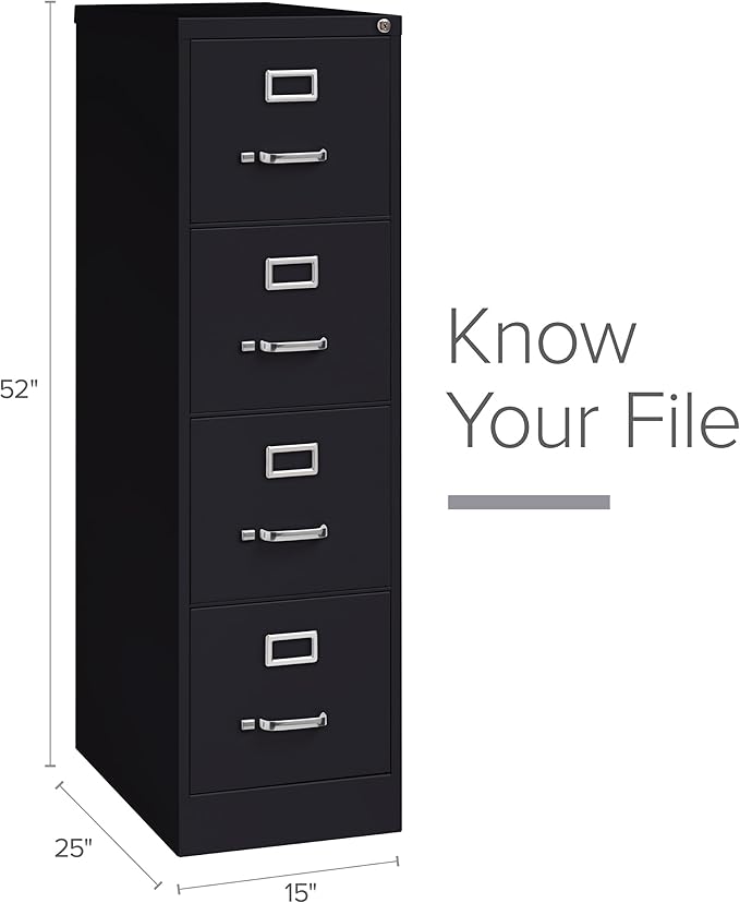 Hirsh Industries 25" Deep Commercial 4 Drawer Letter Size High Side Vertical File Cabinet Color: Black