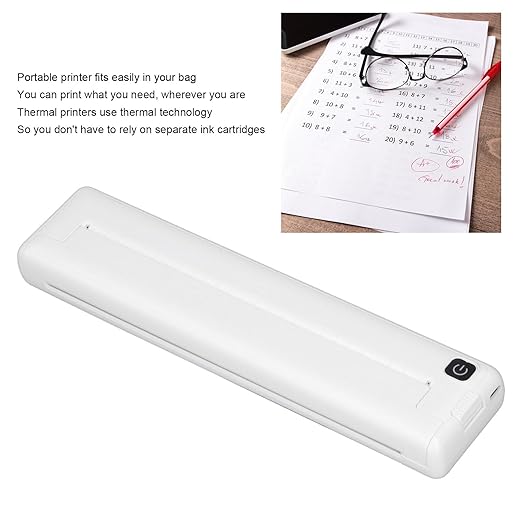 ZJchao Portable A4 Thermal Printer Cordless Handheld BT Printer for Travel Home Office