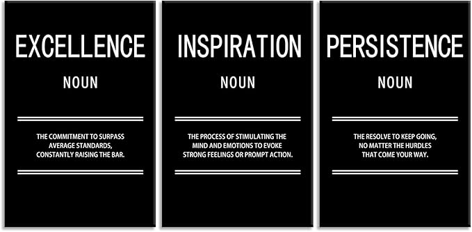 Inspiration Excellence Persistence Motivational Canvas Wall Art Creation Inspirational Poster Painting Modern Inspiring Artwork for Office Home Living Room Stretched and Framed[72''Wx 36''H]