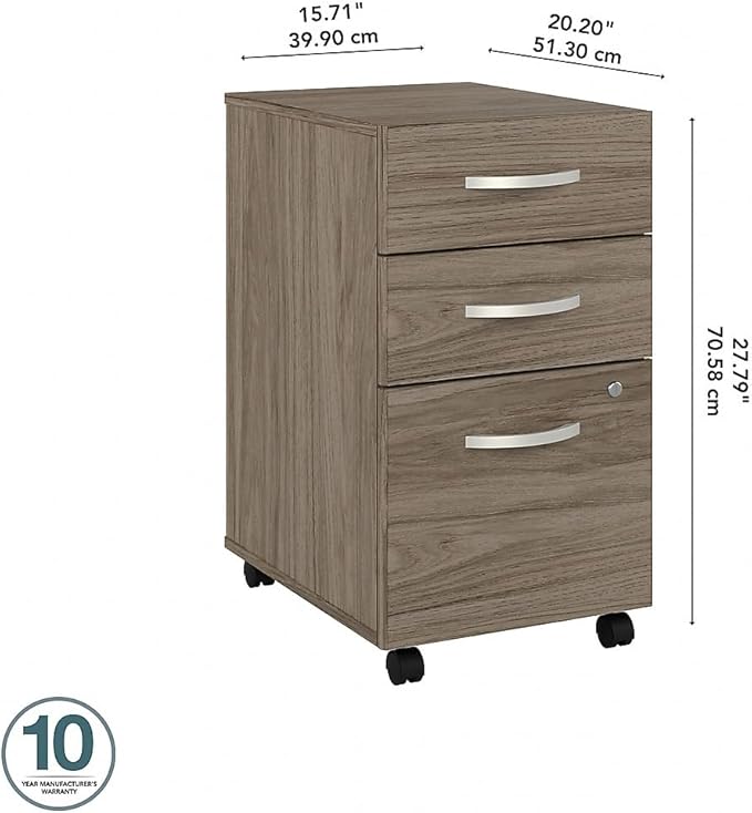 Bush Business Furniture Arrive 60W x 72D L Shaped Reception Desk with Shelf in Storm Gray