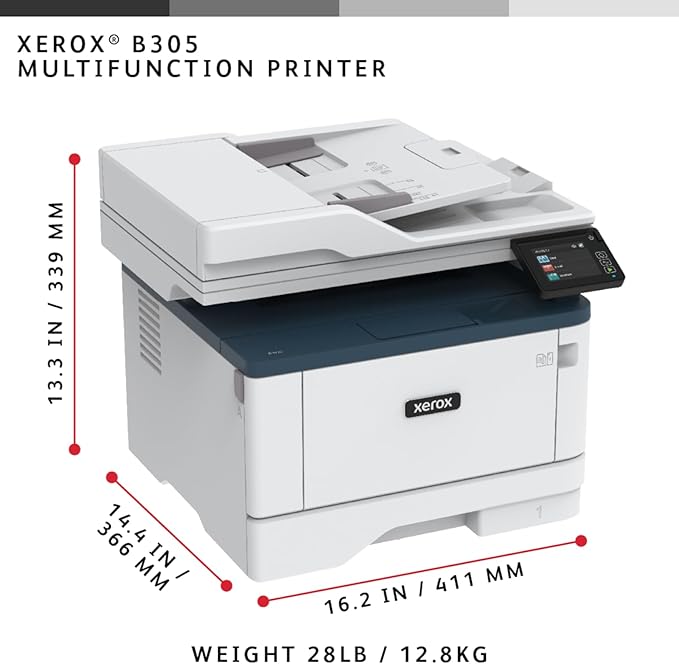 Xerox B305/DNI Multifunction Printer, Print/Scan/Copy, Black and White Laser, Wireless, All in One