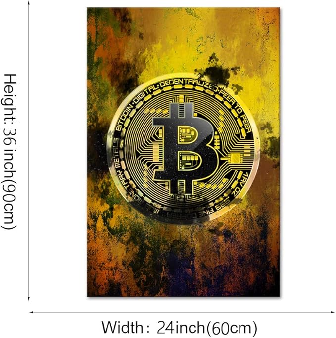 Bitcoin Inspirational Wall Art Motivational Entrepreneur Pictures Cryptocurrency Trader Hodler Canvas Painting Modern Hodl Crypto Btc Posters Prints Artwork for Office Decorations Framed (24¡±Wx36¡±H)