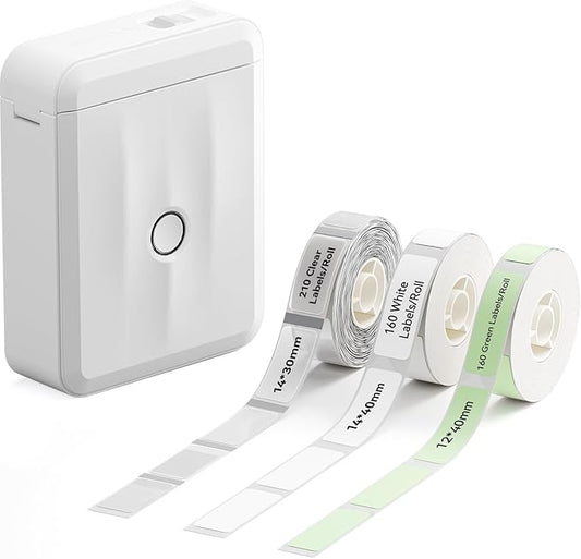 NIIMBOT Label Maker Machine Bluetooth Label Printer for School Home Office Organization, Wireless Mini Labeler D110 Upgraded Version, Label Machine with 3 Label Tapes, White