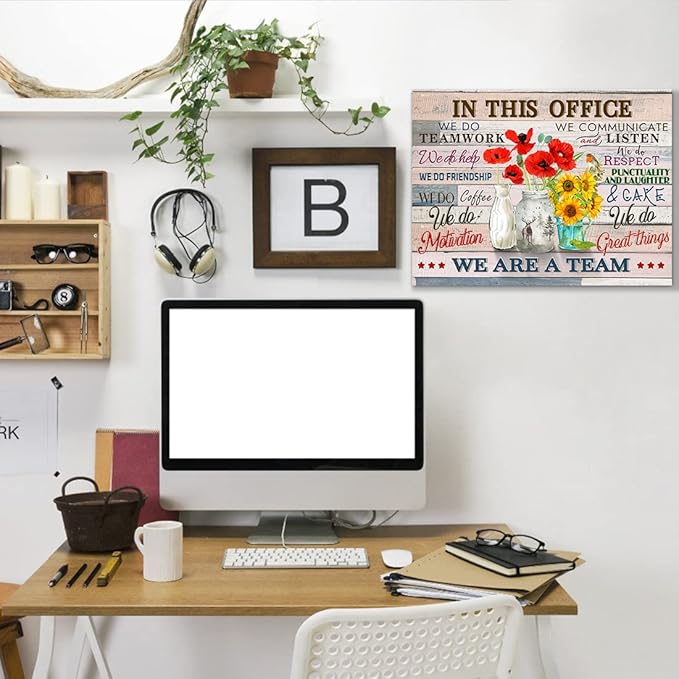 Inspirational Wall Art for Office Quotes Theme Wall Decor for Women Motivational Teamwork Posters In This Office We Do Help Canvas Prints Framed Wall Art for Bedroom Modern Office Decoration 12x16inch