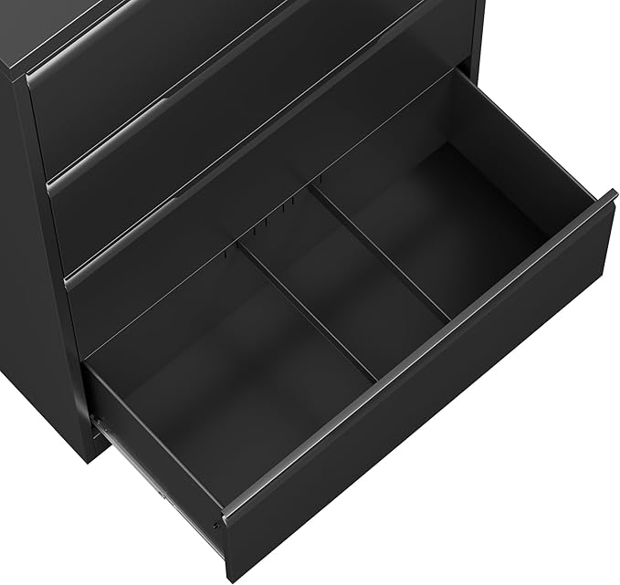 3 Drawer Lateral File Cabinet with Lock, Heavy-Duty Metal Filing Cabinet for Home Office, Steel Storage Compatible with Hanging Files Letter/Legal/F4/A4 Sizes (3 Drawer, Black)