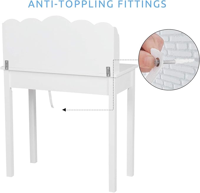 ADORNEVE Small White Writing Desk with Hutch and USB Ports, 31.5 inch Home Office Desk with Drawers, Study Table for Kids/Student, Makeup Dressing Table Save Space Gifts