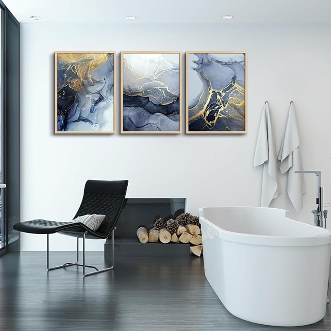 Natural Wood Framed Wall Art for Living Room Abstract Wall Decor for Bedroom Abstract Ink painting Wall Artworks Pictures for Office Decoration Large Size Home Decorations Posters Framed Art Prints