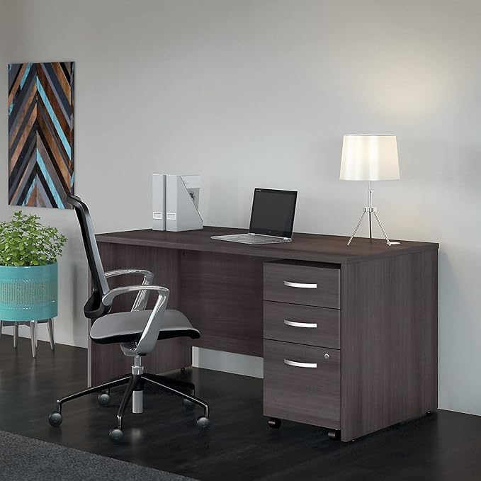 BUSH BUSINESS FURNITURE STC014SG Desk and File, 60W x 30D, Storm Gray