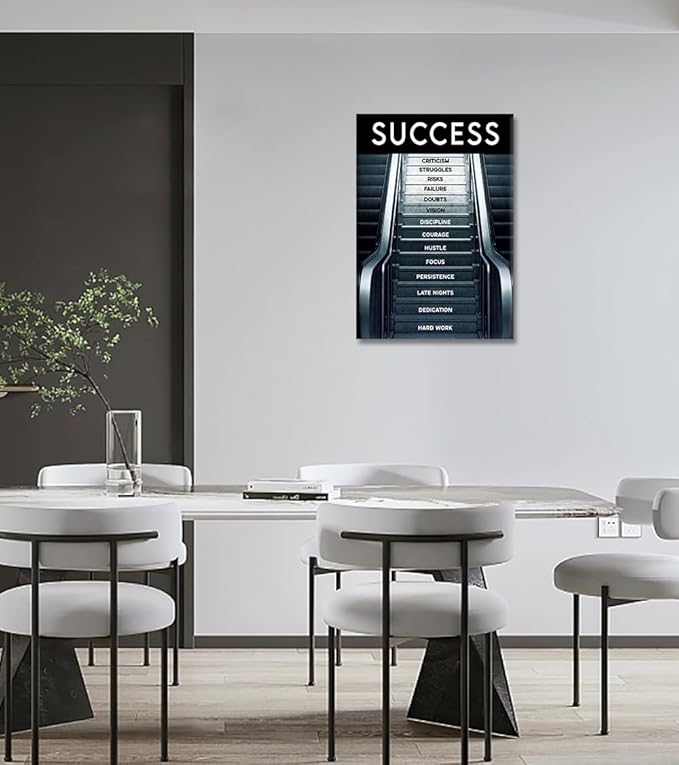 Contemporary Entrepreneur Inspirational Wall Paintings Success Wall Art Office Wall Decor Ladder to Success Wall Pictures HD Print for School Gym Wall Decor Gallery Wrapped Easy to Hang-24x36 inches