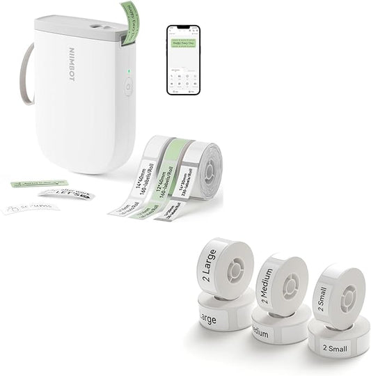 NIIMBOT D11 New Version Label Maker Machine with 3 Rolls Tape, 300DPI Bluetooth Label Printer, Portable Thermal Printer, Sticker Maker for Organizing Home Office School+Extra 6 Rolls Tapes