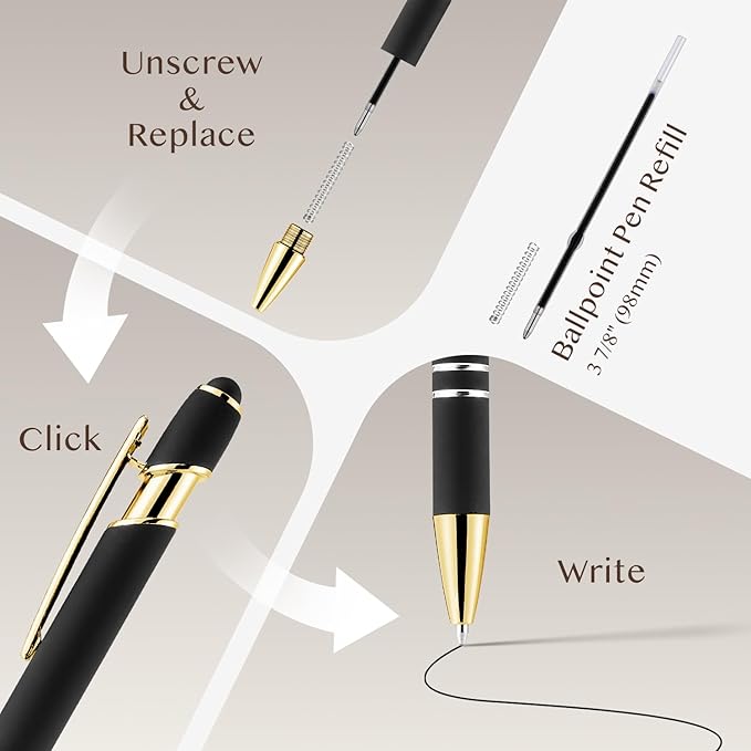 LINFANC 36pcs Ballpoint Pen Refills Black Ink Medium Point 1.0mm Tip Smooth Writing Pen Refill (36 Black)