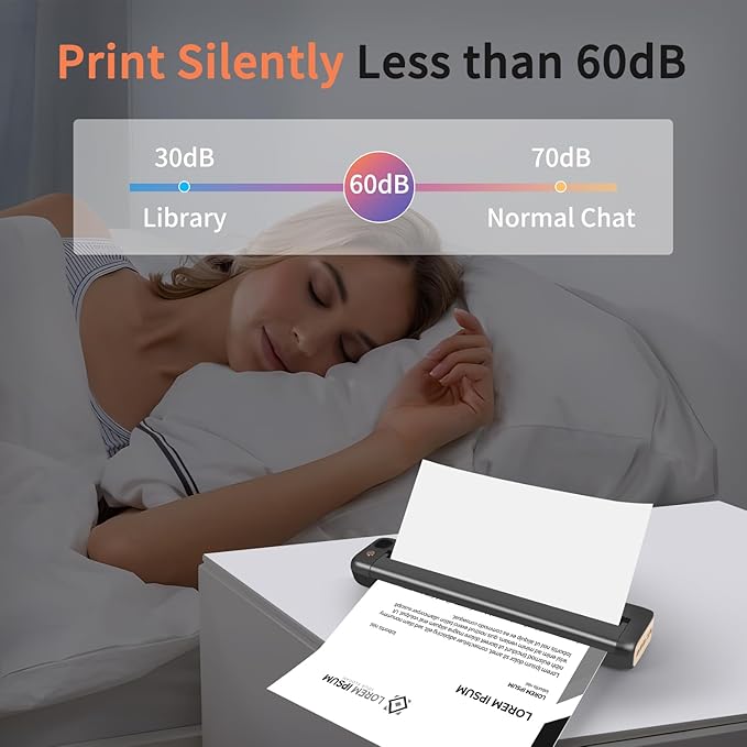 Rongta Portable Printer, Bluetooth Inkless Thermal Printer Wireless for Travel, Compatible with Android iOS Phone & Laptop, Supports 8.5" X 11" US Letter for Office, Home, Car, F81 (Gray)