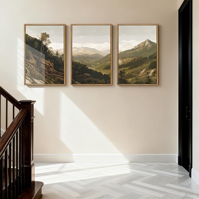 ANHUIB Mountain Wall Art Nature Mountain Ridge Wall Decor Woodland Landscape Painting 16x24 Inch for Living Room Bedroom Dining Room
