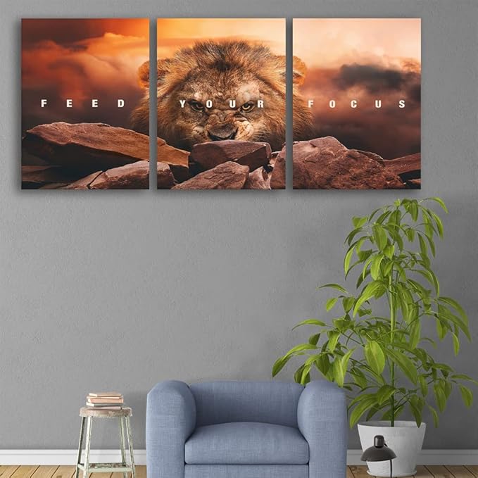 Inspirational Canvas Wall Art 3 Panels Motivational Canvas Wall Painting Hustle Quotes Poster Office Poster Painting Prints Picture Wall Decor for Home Living Room Bedroom Decor Framed Ready to Hang