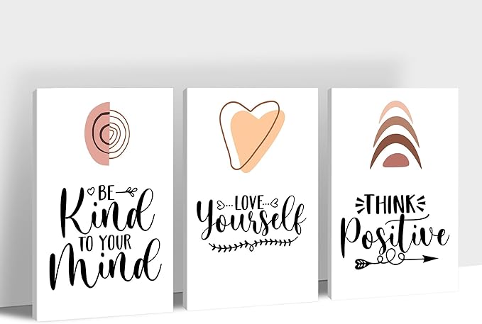 3 Piece Mental Health Canvas Wall Art, Anxiety Therapy Motivational Poster Canvas Print Pictures for Wall, Psychologist Counselor Inspirational Posters Framed Artwork for Classroom 20"x30" x 3 Pcs