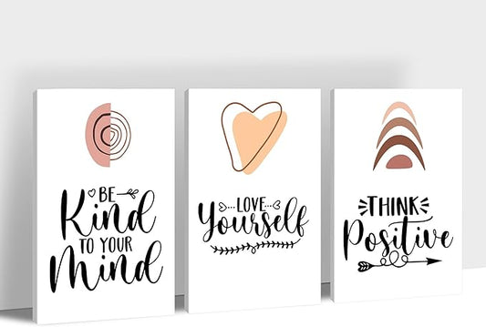 3 Piece Mental Health Canvas Wall Art, Anxiety Therapy Motivational Poster Canvas Print Pictures for Wall, Psychologist Counselor Inspirational Posters Framed Artwork for Classroom 20"x30" x 3 Pcs