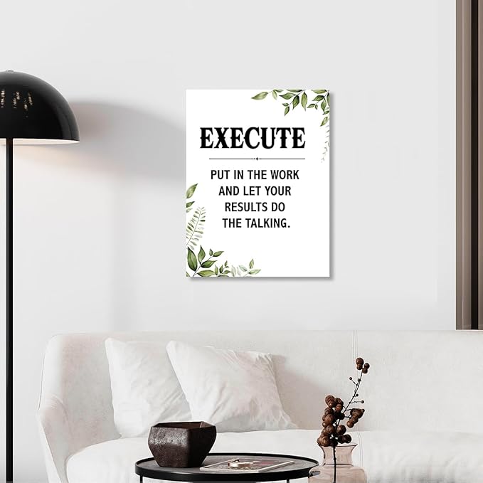 Gwisml Execute Quotes Wall Art,Inspirational Quotes Canvas Frame Paintings For Office Home Workplace Wall Art Decor