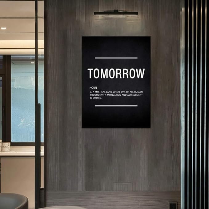 Tomorrow Noun Inspirational Wall Art Motivational Entrepreneur Quote Painting Prints on Canvas Success Inspiring Posters Hustle Pictures Artwork Home Office Decor Framed Ready to Hang (18”Wx24”H)