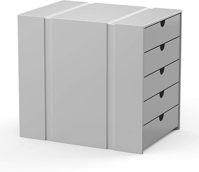 Modern Steel 5-Drawer File Cabinet For Desk, Document Storage Box, Office Desktop Filing Organizer, Drawer Organizer, desk caddy (Grey)