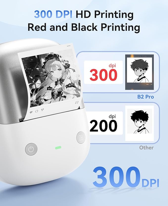 NIIMBOT B2 PRO Label Maker Machine, 300DPI HD Thermal Photo Label Printer, Support Red -Black Dual Color Printing, Sticker Printer for Home, Business and Office