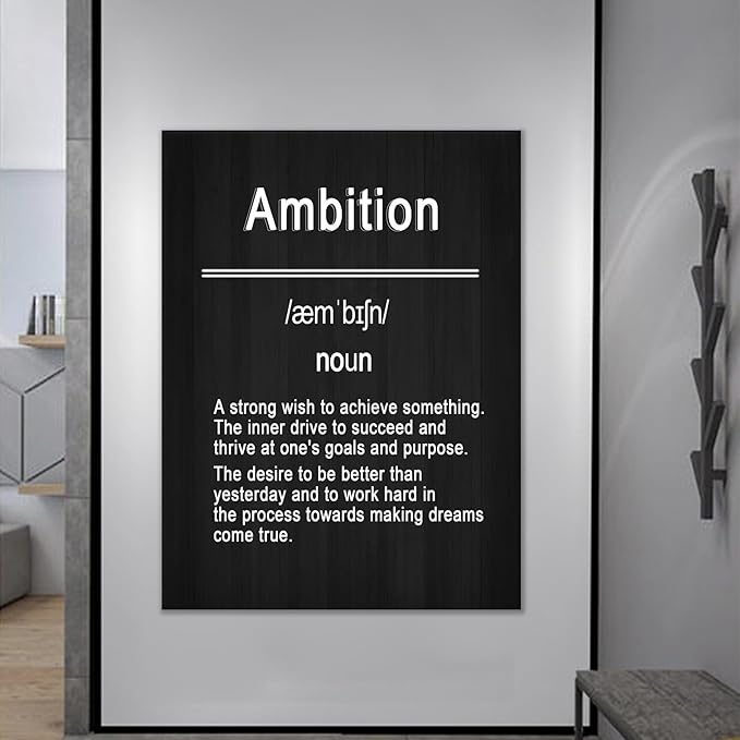 Ambition Motivational Canvas Wall Art Large Poster Print Inspirational Entrepreneur Quote Picture Painting Wall Decor Artwork for Living Room Workplace Office Stretched and Framed [30''Wx 40''H]