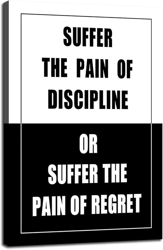 WYJDFART Discipline or Regret Motivational Wall Art Printed Canvas Artwork Inspirational Wall Decor for Home School Bedroom Office Living Room Framed Ready to Hang [24" W X 36" H]