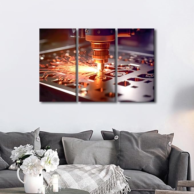 TUMOVO Canvas Art Room Decor 3 Pieces Canvas Art Milling Machine Paintings Canvas Wall Art Modern Wall Artwork Wall Contemporary Home Decorations for Living Room Bedroom Office Bathroom, 36x24 Inch