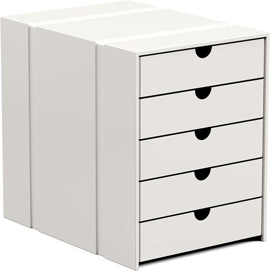 Modern Steel 5-Drawer File Cabinet For Desk, Document Storage Box, Office Desktop Filing Organizer, Drawer Organizer, desk caddy (White)