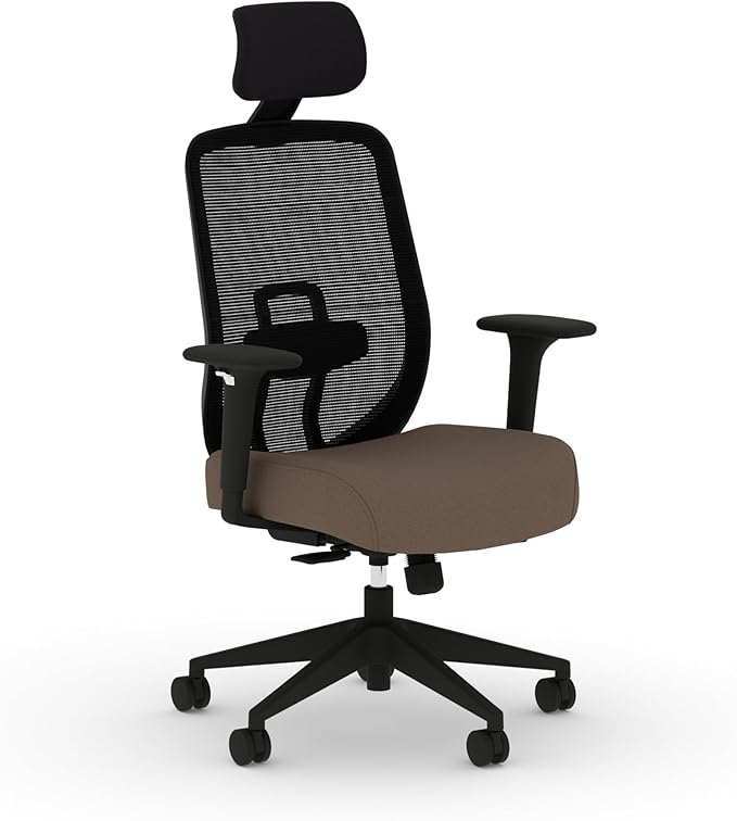 HON Altern Ergonomic Office Chair with Headrest, Arms, Wheels, Foam Cushion Seat, Mid Back Home Office Desk Chair Comfy, Gaming Chair, Height Adjustable Arms, Synchro-Tilt, Black Frame, Bark