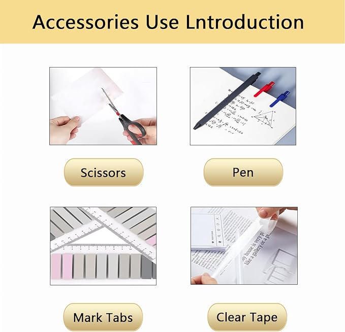 Office Supplies,Desk Accessories,Tape Holder,Stapler,Scissor,Staple Remover,Box of Binder Clips,Staples,Ballpoint Pen,Lndex Tabs,Clear Tape,Office Supplies Set(Black)