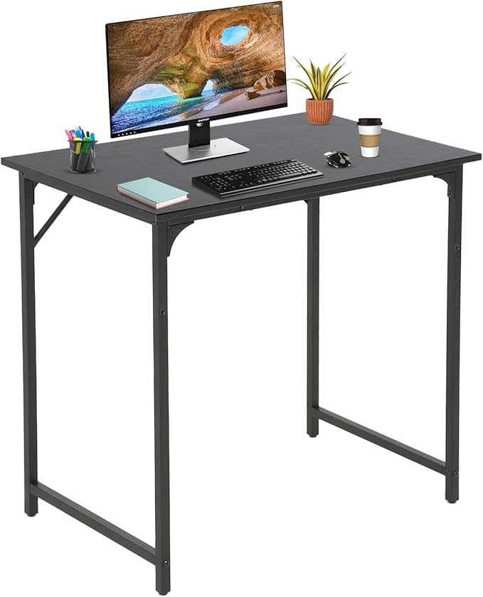NChanmar 32 Inch Computer Desk, Office Desk Gaming Desk with Metal Frame, Writing Workstation for Home Office, Space Saving Computer Table for Small Space (Black) 31x19.6x29