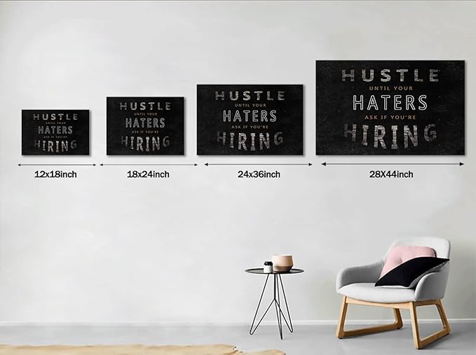 Yatsen Bridge Modern Motivational Canvas Wall Art Hustle Entrepreneur Inspirational Quotes Posters and Prints Postive Attitude Painting Artwork Easy to Hang for Office Classroom Decor - 28''Hx44''W