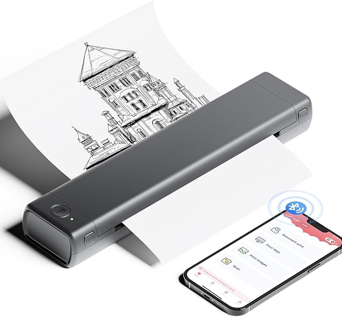 Phomemo Portable Printers Wireless for Travel with M08F Bag, Thermal Tattoo Stencil Printer for Office, Home, Business, M08F-Letter Bluetooth Compact Printer for 8.5" X 11" Size