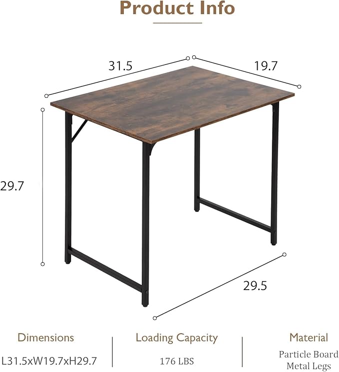 BestOffice Computer Desk,Home Office Desk, Modern Simple Style for Home Office Study Writing (Brown, 32 Inch)