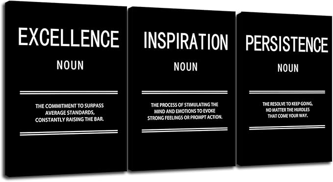 Inspiration Excellence Persistence Motivational Canvas Wall Art Creation Inspirational Poster Painting Modern Inspiring Artwork for Office Home Living Room Stretched and Framed[60''Wx 28''H]