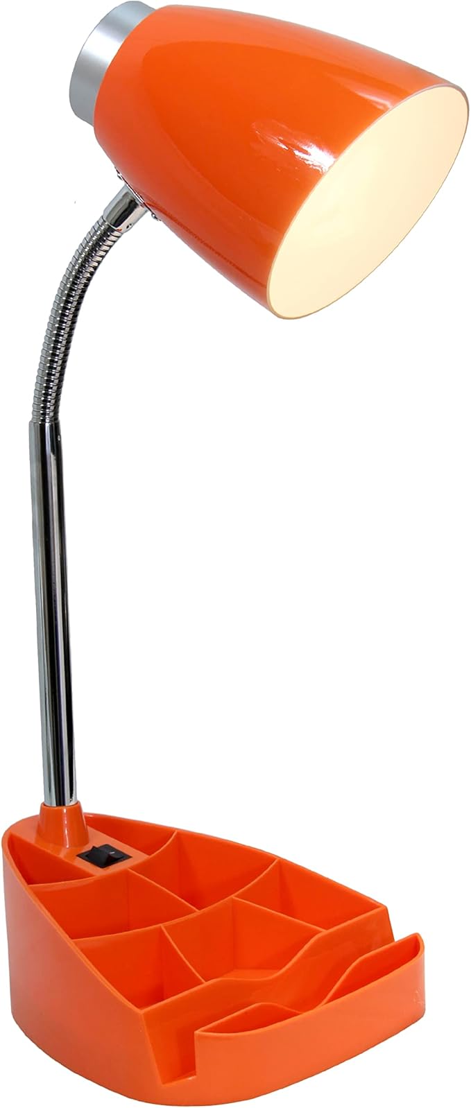 Simple Designs LD1002-ORG Gooseneck Organizer Desk Lamp with iPad Tablet Stand Book Holder, Orange