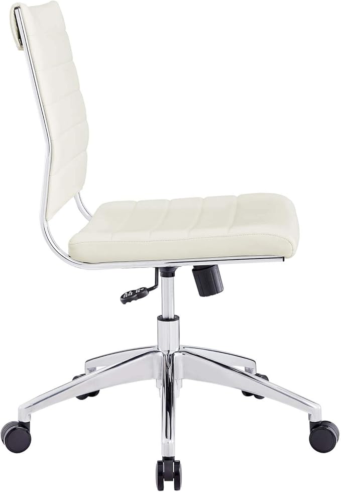 Modway Jive Ribbed Armless Mid Back Swivel Conference Chair In White