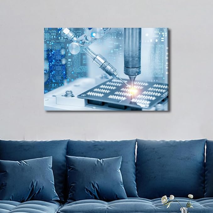 TUMOVO Wall Decor for Bedroom Machine Pictures Soldering Machine Canvas Prints Wall Art Canvas Artwork Wall Decor 1 Piece Wall Art Bathroom Decor Wall Art Canvas Frame Hanging Decor, 16" x24"