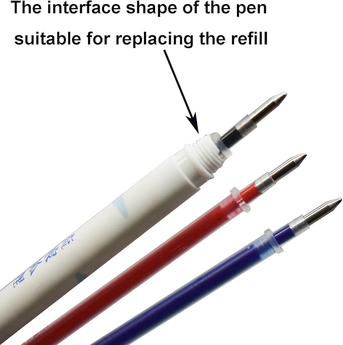 Maydahui 50 PCS Rollerball Gel Pen Refills 3 Colors Black Blue Red Metal Tip 0.7 mm Bullet 5 mm Aperture for School Party Office