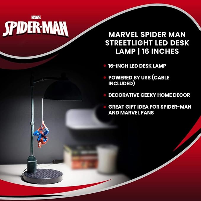 Ukonic Marvel Spider Man Streetlight LED Mood Light Desk Lamp | Superhero Night Light | 16 Inches