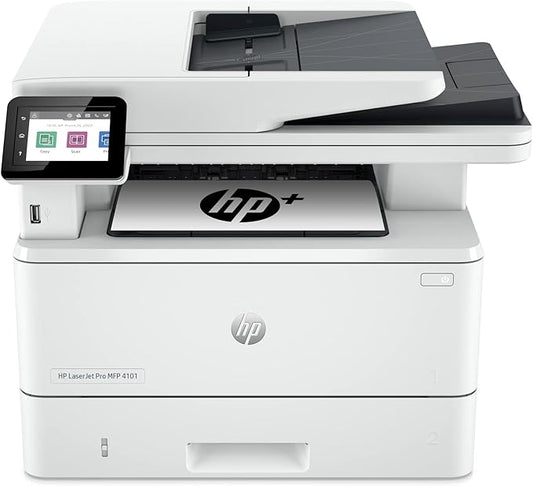 HP LaserJet Pro MFP 4101fdwe Wireless Black & White Printer with HP+ Smart Office Features and Fax (Renewed)