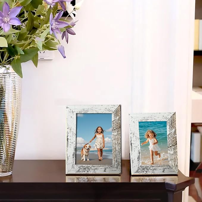 Pacome Collage Picture Frame with Two 11x14, Four 8x10, Four 5x7 Gallery Wall Frame Set, 10 Pack Farmhouse wood Photo Frames for living room Wall Gallery Decor or Desk,Rustic White