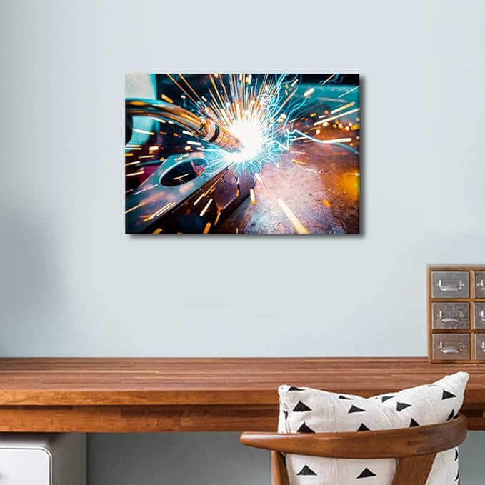 Welding Paintings for Wall Decorations Machine Tool Prints Wall Art Home Wall Decor Modern Art Work for Home Walls Framed Wall Art Bedroom Wall Decor Canvas Arts & Crafts, 12" x18"