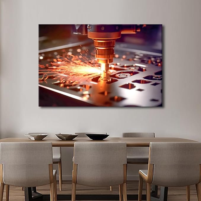 CNC Milling Machine Pictures for Bedroom Wall Decor Canvas Prints Wall Art Machine Wall Painting Posters Modern Framed Art Wall Decor HD Waterproof Large Canvas Wall Art, 24" x36"