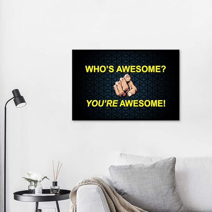 Yatsen Bridge Wall Art You’re Awesome Canvas Modern Entrepreneur Motivational Point You Positive Inspiring Painting Stretched and Framed Ready to Hang for Office and Bedroom Decor - 12''H x 16''W