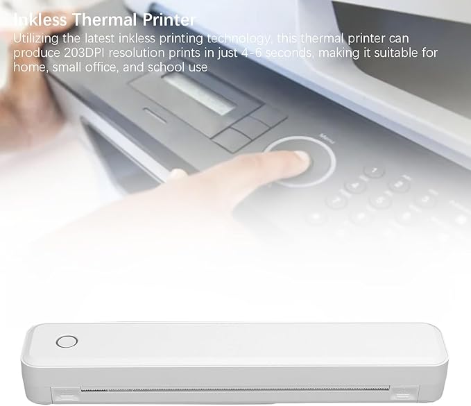 Portable Thermal Printer Inkless Printing Machine High Resolution 203DPI Fast Printing 46 Seconds for Home Office School Use Compatible with Phone Computer USB C
