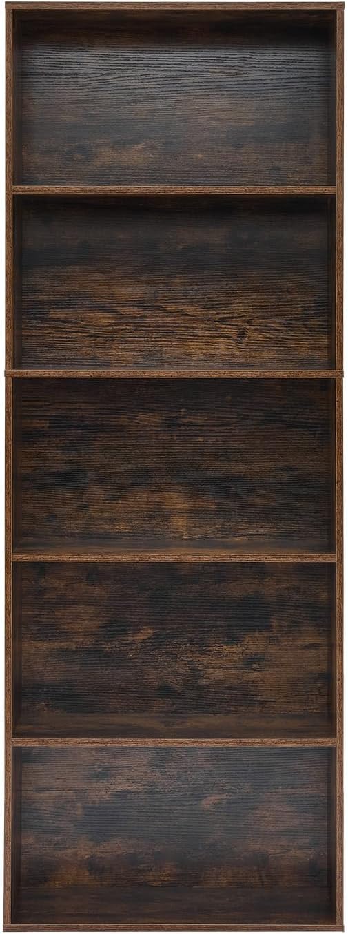 Bookshelves and Bookcases,5-Tier Open Storage Shelf, Floor Standing Display Storage Shelves for Home Office, Living Room, Bedroom, Brown
