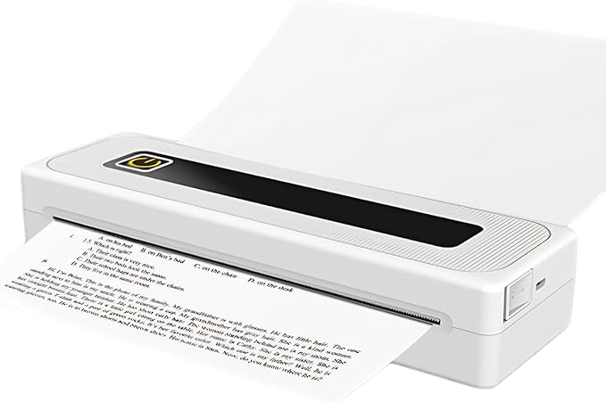 Generic Portable Printer for Travel, Bluetooth Thermal Printer Support 210MM 112MM 80MM 57MM Thermal Paper, Inkless Printer for iOS, Android & Laptop for Office Car Home,