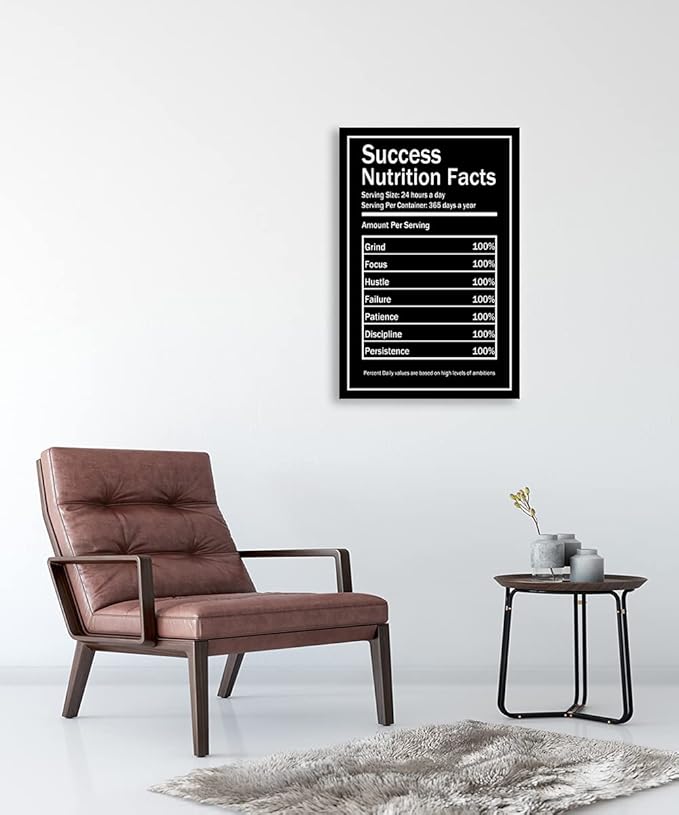 Inspirational Entrepreneur Quotes Canvas Wall Art Poster Success Nutrition Facts Modern Inspiring Printmaking Office Decoration Painting Classroom Training Room Ready to Hang[24''W x 36''H]